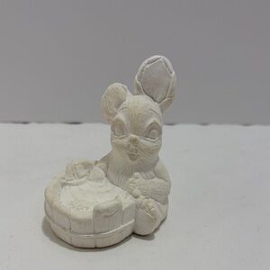 White Ceramic Bunny Figurine with Basket Accent